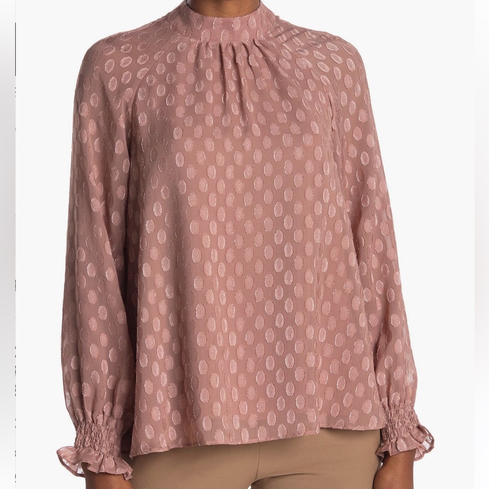 Long Sleeve Swiss Dot Blouse by Daniel Rainn